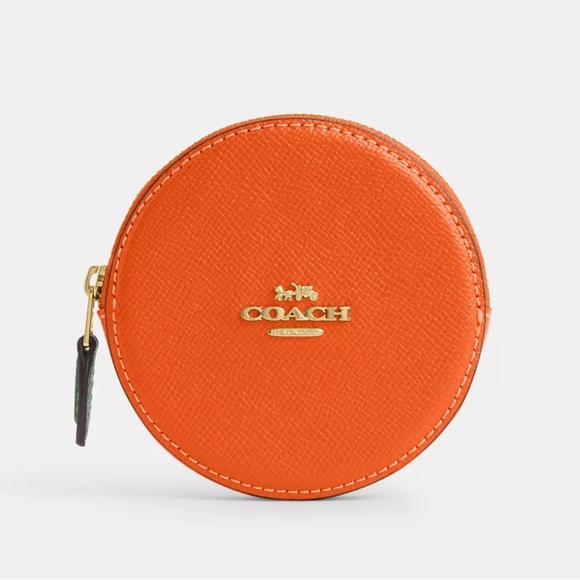 Coach Orange Card Case Wallet in Gold/Spice Orange Crossgrain Leather NWT - Picture 9 of 9